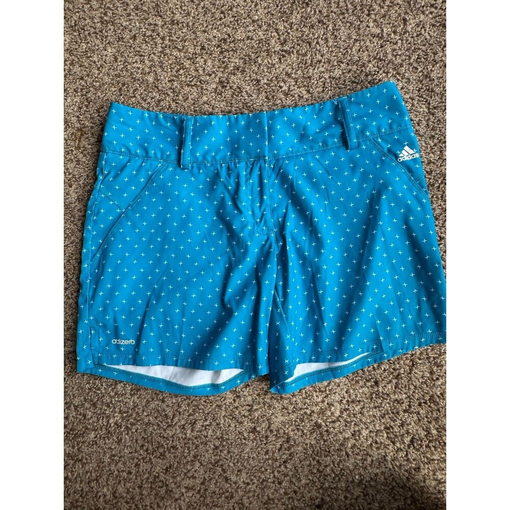 Adidas Adizero Golf Shorts Womens Size 2 Blue Star Print Stretch Lightweight